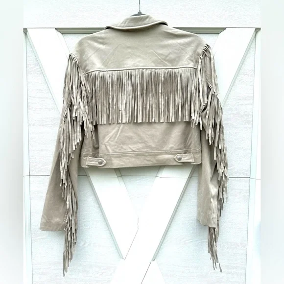 Blank NYC Faux Suede Fringe Crop Jacket - Picture 3 of 3